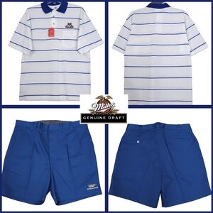 Miller Genuine Draft 🍺 Beer Vintage Polo Shirt Men's LG & Shorts Men's 38x10